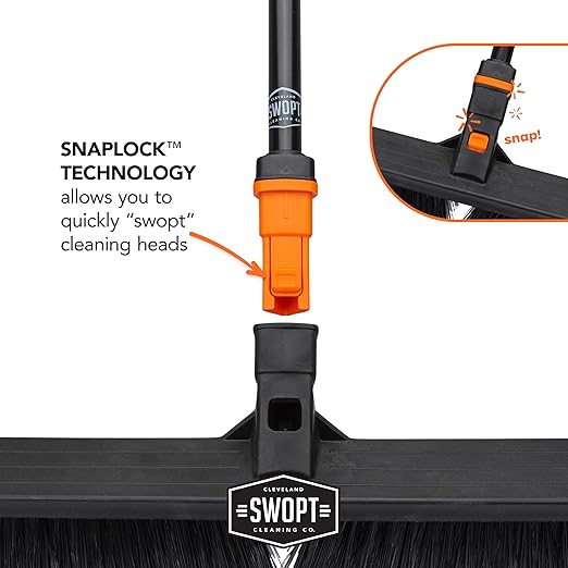 SWOPT 24” Standard Multi-Surface Push Broom Head — Indoor and Outdoor Push Broom — Cleaning Head Interchangeable with All SWOPT Cleaning Products for More Efficient Cleaning and Storage