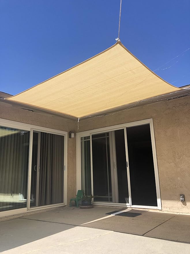 Eden's Decor Straight Flat-Edged Sun Shade Sail Rectangular 5' x 20' Wheat UV-Blocking Outdoor Canopy Fabric Cloth Awning for Pergola Patio Garden Backyard Custom Size