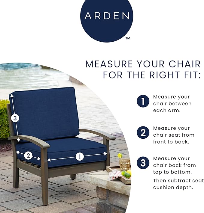Arden Indoor/Outdoor Foam Seat Pad, 2 Pack, 17 x 16, Patio Cushion, Water Repellent, Fade Resistant, Foam Cushion Sapphire Blue Leala