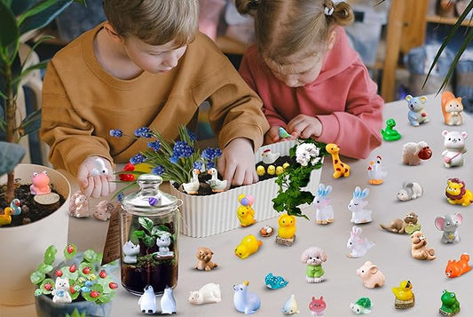 Mini Resin Animals Variety Pack to Hide for Prank Tiny Resin Animals Bulk 100 PCS Figurines for Miniature Fairy Garden Accessories, Cake Topper Decor, Birthday Gift, Party Favors