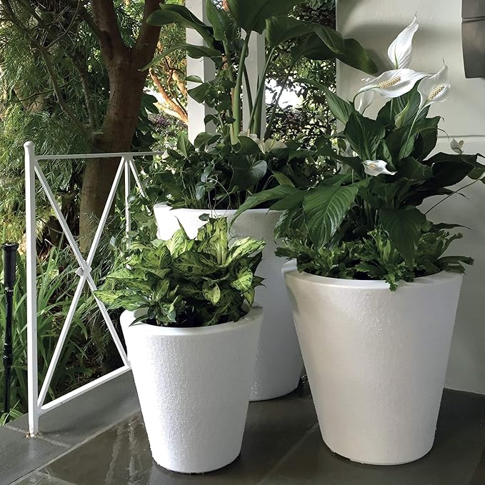 Crescent Garden Dot TruDrop Indoor/Outdoor Planter, Self-Watering Plant Pot, 16 Inches, (Slate)