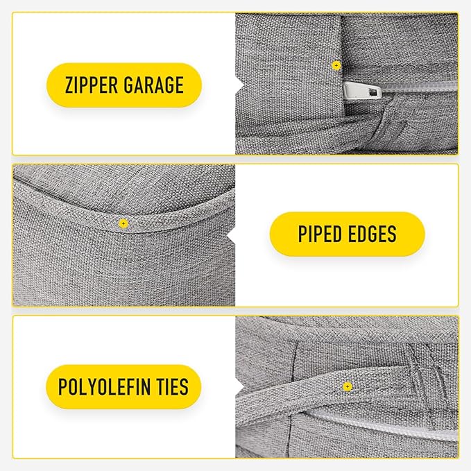 SUNROX Gel Memory Foam Chair Cushions, FadeShield Water-, Stain-Resistant Durable Reversible Seat Cushion Pads with Ties for Indoor/Outdoor Kitchen Dining Office, 19"x19", Set of 2, Heather Grey