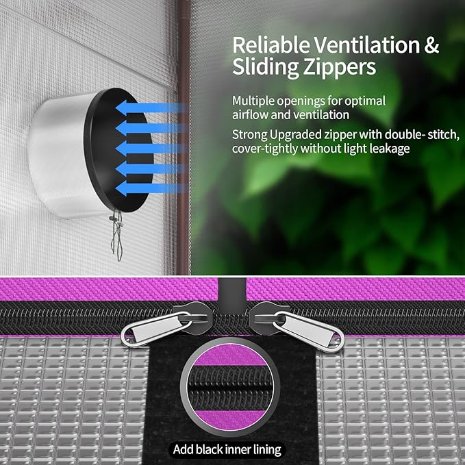 ATOUR 2x2 Grow Tent, 24"x24"x48''High Reflective Mylar 1680D Hydroponic Grow Tents, Waterproof Grow Tent with Double Cleart Observation Door and Floor Tray, for Indoor Plant Growing