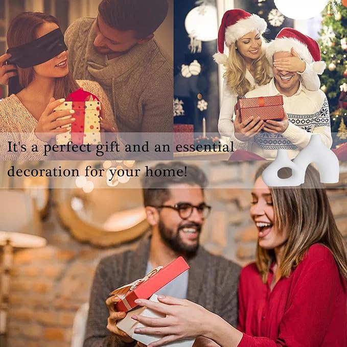 CEMABT White Ceramic Vase Set of 2 for Modern Minimalist Bohemian Decor，Round Matte Donut Vases for Pampas Grass-Perfect for Living Room, Dining Table, Office Bedroom Shelf Decor Entryway, Console