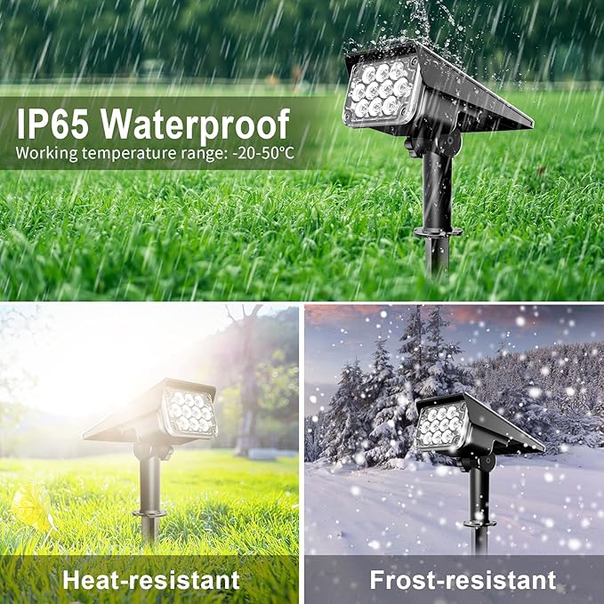 Solar Spot Lights Outdoor, Blue Solar Spotlights Landscape Lights with IP65 Waterproof 20 LEDs for Garden Path Yard Holiday Decoration 4 Pack