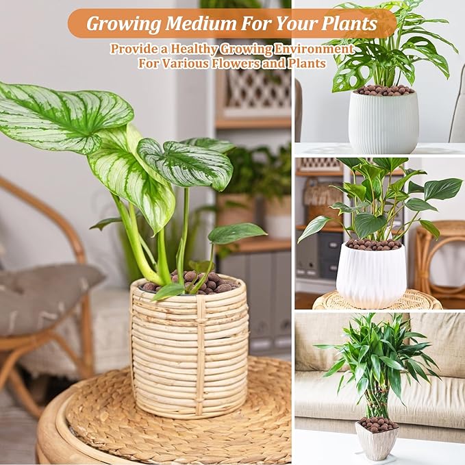 Riare 10 LBS Organic Expanded Clay Pebbles for Plants- 4mm-16mm Natural Leca Balls Lightweight Hydroponic Clay Pebbles Aggregate for Indoor Plants, Hydroponic Growing, Plants Drainage, Aquaponics