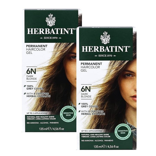 Herbatint Permanent Haircolor Gel, 6N Dark 100% Grey 2 Pack