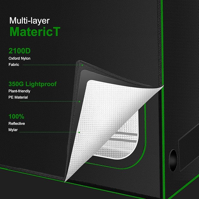 MELONFARM 2x4 Grow Tent, 48"x24"x60" Grow Tent, Double Transparent Viewing Door Indoor Grow Tent, Growing Tent with High Reflective Mylar & Floor Tray, Plant Tent for Indoor Hydroponics Growing