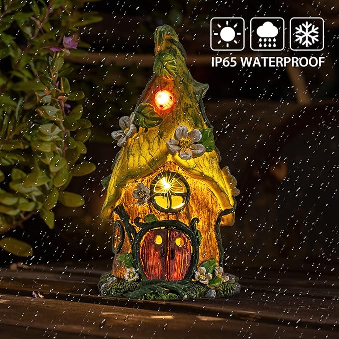 Garden Decor Outdoor Solar Statues, 11Inch Resin Fairy Garden Solar Lights Birthday Gifts for Women Yard Decorations, Gardening Gifts for Patio, Balcony, Porch Decor