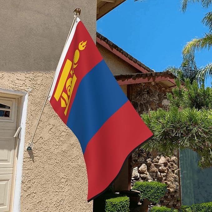 Mongolia Mongolian Flag Garden Yard House 2x3 ft Flags Double Sided Print Banner Indoor Outdoor Party Home Decorations for Boat Dorm House Balcony