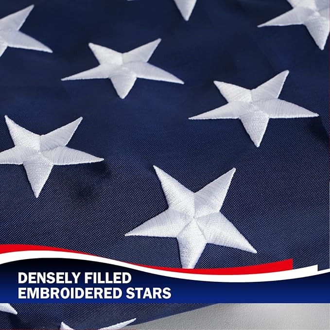 Homissor American Flag 6x10 Ft Large US Flags Embroidered Stars 6x10 Foot Flags USA Heavy Duty Outdoor Made of Nylon Sewn Stripes with 3 Brass Grommets