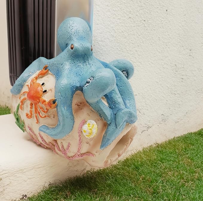 Octopus Statues Gutter Downspout Extension Statues Garden Decoration,Resin Statue Outdoor Decor,Animal Downspout Diverter,Decorative Gutter Extension,3"×4" Downspout Extender Diverter Splash Block