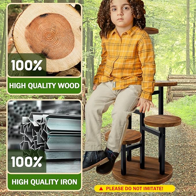 AUGOSTA 5 Tier Plant Stand, Tall Metal Wood Shelf Holder for Indoor Plants, Outdoor Garden Plant Display Rack Flower Pot Stand for Corner Living Room Balcony Garden Patio