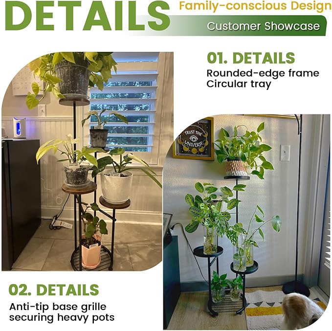 TOSKING 5 Tier Metal Plant Stand Indoor, Plant Shelf, Corner Shelf Flower Pot Stand for Outdoor Plant Stand for Living Room Balcony Garden Patio Bedroom (White, 38in)