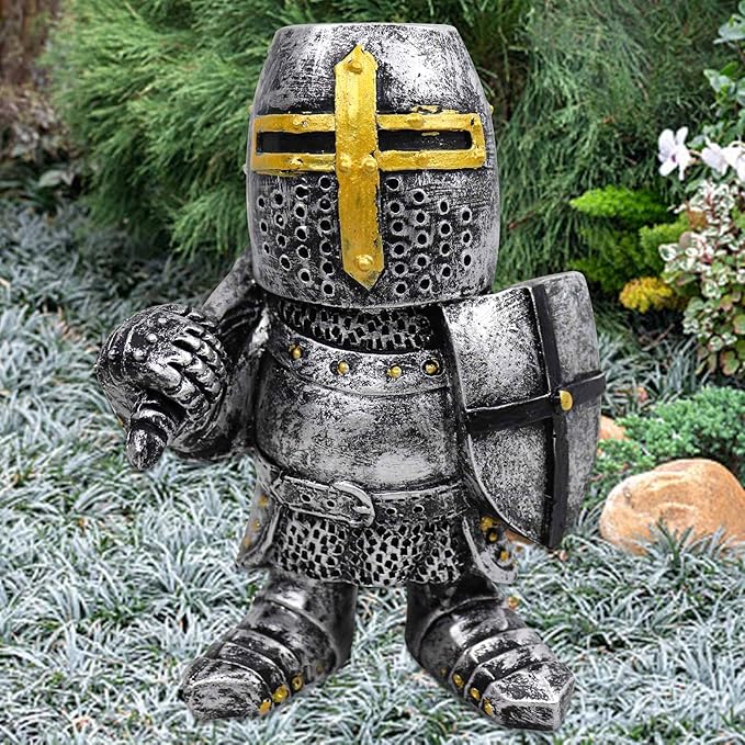 nezababy 8 pcs Knight Gnomes Guard Garden Statue Decoration Medieval Wee Crusader Battle Swordsman Fighting Outdoor Figurines Lawn Decor Resin (H)