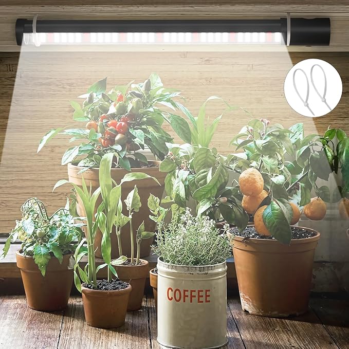 T10 Vertical Grow Light, 6000K Full Spectrum Desktop Plant Light 18.9",Hung or Stood, with 3 Modes & 5 Dimming Levels, Suitable Small & Medium Plants Indoors, Auto On Off Timing 4/8/12/18Hrs (1)