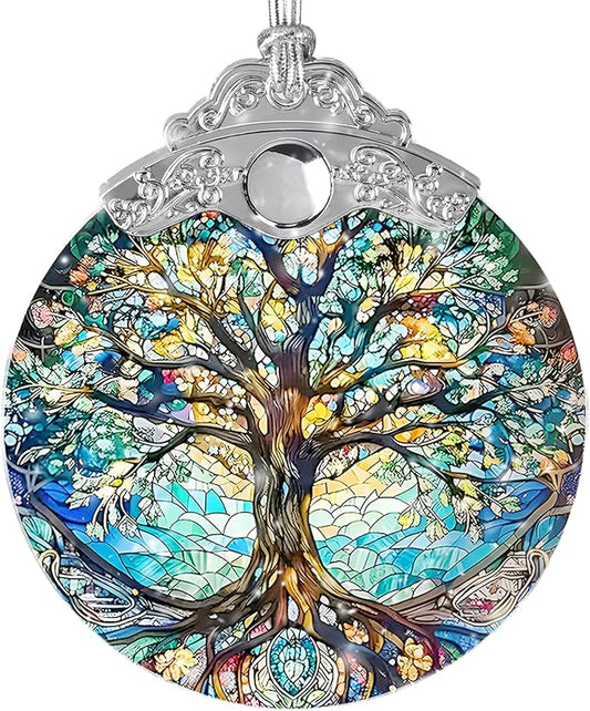 Tree of Life Stained Glass Suncatcher - Holidays & Christmas Tree Ornament, Decor & Gifts