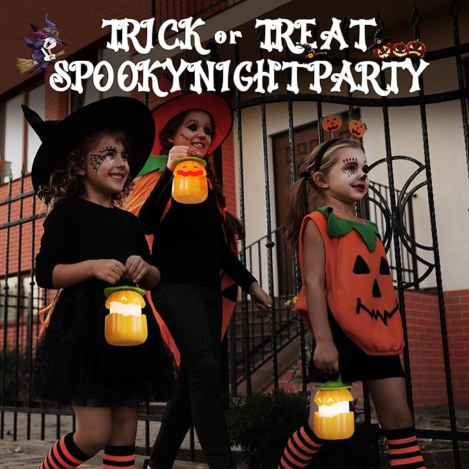 EverBrite 3-Pack Halloween Pumpkin Lantern, Collapsible Jack O Lantern Lights, Two Color Changing, Light up Pumpkin Outdoor for Halloween Party Decoration, Battery Included