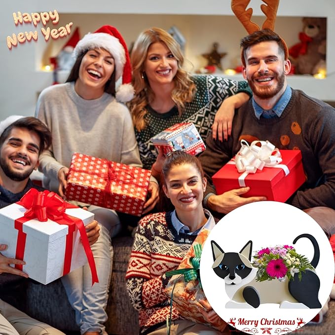 Siamese Cat Planter Plant Pots,Cute Garden Dog Flower Planter,Dog Planters Birthday Gifts for Women,Office,Indoor/Outdoor Decor(12.5 * 5.6 * 7.8in)