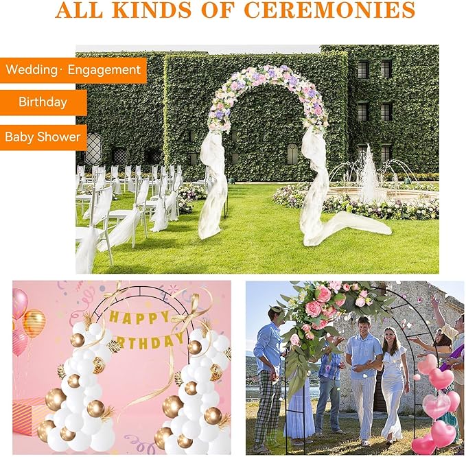 Tytroy Reconfigurable & Easy-to-Assemble Metal Outdoor & Indoor 7'6" Xmas Arch Garden or Wedding Arch Arbor for Wedding Bridal Party Elegant Decorations & Garden Climbing Plants Vines (Black 1PC)