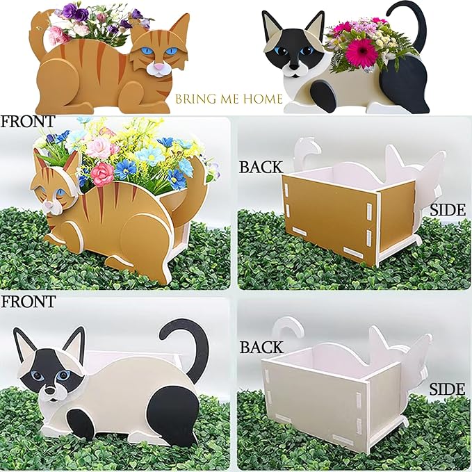 Orange Cat Planter Plant Pots,Cute Garden Cat Flower Planter,Cat Planters Birthday Gifts for Women,Office,Indoor/Outdoor Decor(12.5 * 5.12 * 7.8in)