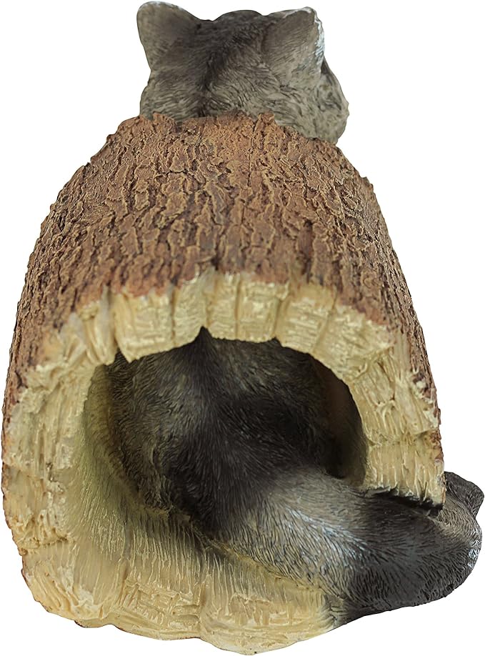 Design Toscano Bandit the Raccoon Indoor/Outdoor Garden Animal Statue, 10 Inch Long, Cast Stone Resin, Full Color Finish