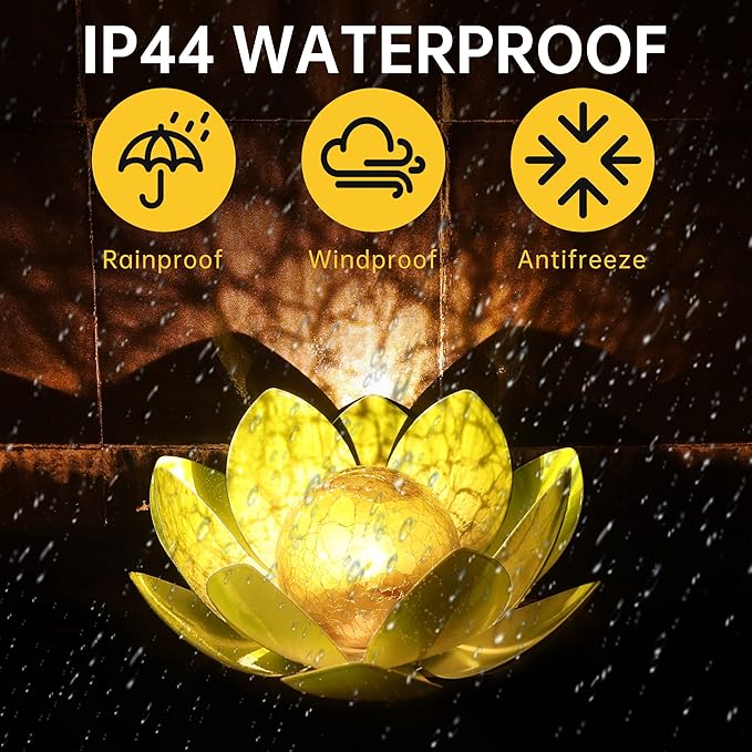 Solar Lights Outdoor, Garden Decor, Cracked Globe Glass, Waterproof Metal Solar Garden Light for Pathway, Patio, Lawn, Yard, Ground