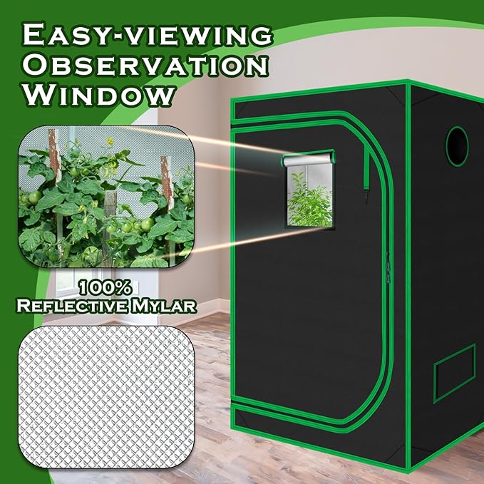 3x3 Grow Tent, 36"x36"x72" Growing Tent with Observation Window and Floor Tray for Hydroponics Indoor Plant Growing 3x3 Grow Room