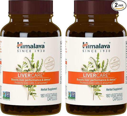 Himalaya LiverCare Herbal Supplement, Liver Cleanse 375 mg, 180 Capsules, 2 Pack, 180 Day