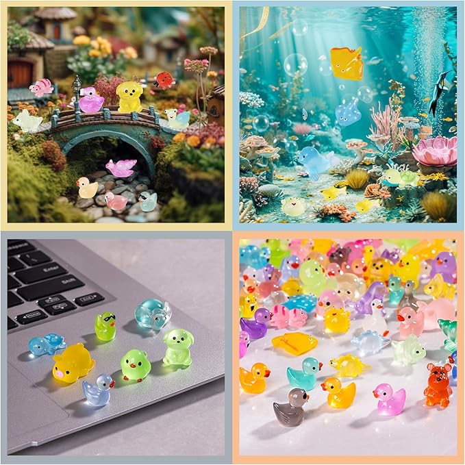 Tiny Resin Animals Figures to Hide 120 Pcs Mini Resin Animals Bulk for Miniature Fairy Garden Accessories Micro Landscape Aquarium Potted Decoration