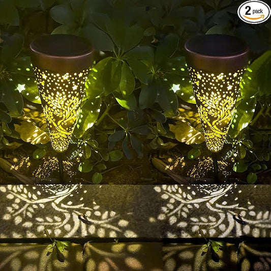 Tree of Life 2 Pack Solar Pathway Lights - Outdoor Waterproof Garden Decor, Pathway Landscape Lights for Backyard Patio Path Yard Lawn Walkway