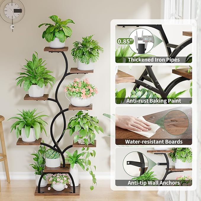 Plant Stand Indoor with Grow Light: 8 Tiered Plant Shelf Indoor, Corner Plant Stand, Tall Plant Shelf, 49" Plant Shelf with Grow Light, Plant Stand, Small Indoor Plant Stand for Living Room, Balcony