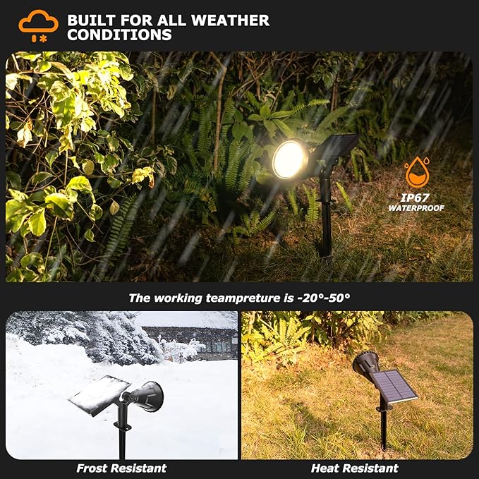 Solar Lights Outdoor, 2-in-1 Decorative Solar Landscape Lighting for Outside, IP67 Waterproof Garden Light Pathway Lighting Decor Led Landscape Lights for Yard Porch Fence Pool