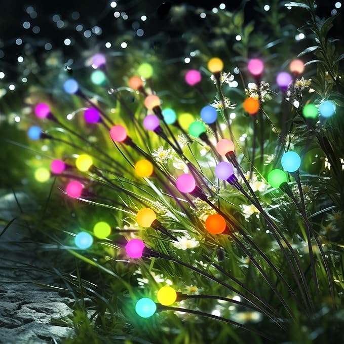 Solar Christmas Decoration, 20 LED Firefly Garden Lights Solar Outdoor, Solar Lights for Outside Sway by Wind,Solar Lights Outdoor Waterproof for Yard Patio Pathway Decoration (2 Pack)