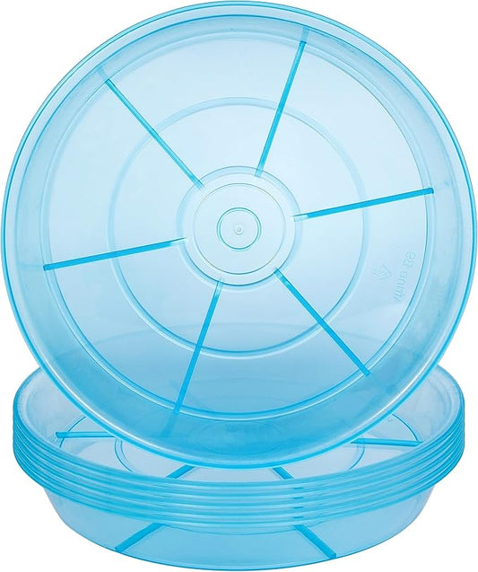 6 Pack Plant Saucer Drip Tray 14 inch, Large Plastic Plant Trays, Heavy Sturdy Plastic Planter Flower Pot Saucers for Indoor Outdoor Garden, Plant Water Drip Trays for pots (14", Blue)