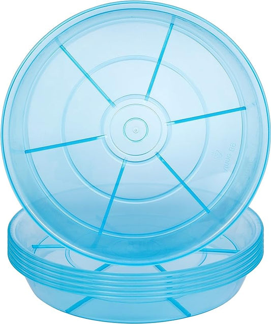 6 Pack Plant Saucer Drip Tray, 4 5 6 8 9 10 12 14 16 18 inch, Heavy Sturdy Plastic Planter Flower Pot Saucers for Indoor Outdoor Garden, Plant Water Drip Trays for pots Base (4", Blue)