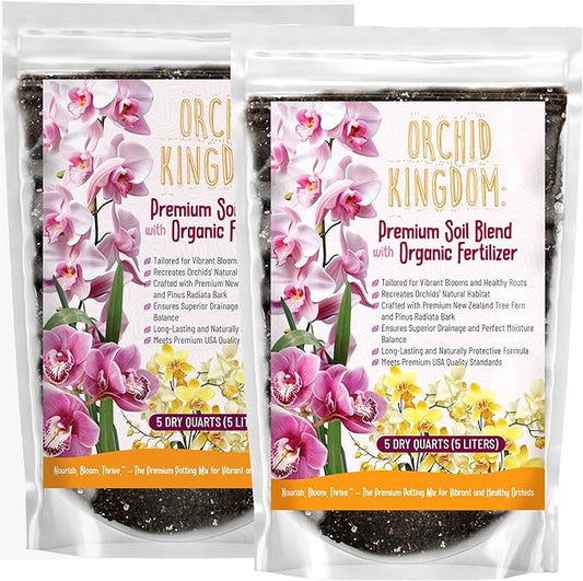 Orchid Potting Mix – Orchid Bark, Sphagnum Moss, Tree Fern & Perlite for Repotting Phalaenopsis Orchids, Indoor Plants, Orchid Soil Medium – Sustrato para Orquídeas (10 Quart)