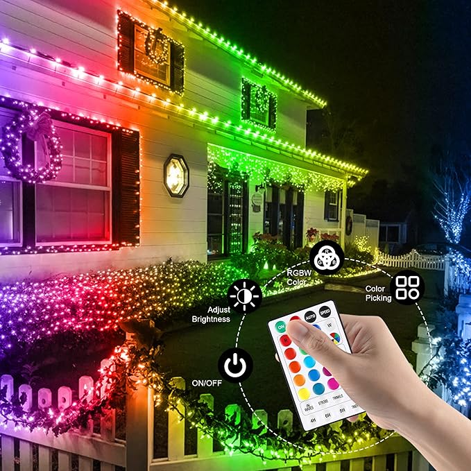 weillsnow Color Changing Christmas Lights, 66ft 200 LED RGB String Lights with Remote & Timer, Fairy Lights for Indoor Outdoor Xmas Tree Party Wedding Christmas Decorations