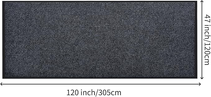 fani Heavy Duty Large Outdoor Indoor Entrance Black Doormat Waterproof Low Profile Entrance Rug Front Door Mat Patio Anti-Skid Rubber Back, 48x120 inch (Gray)