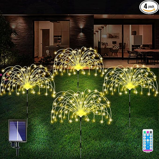 Solar Garden Lights 4-Pack Waterproof Decorative Pathway Firefly Lights for Courtyard & Garden Party Warm White