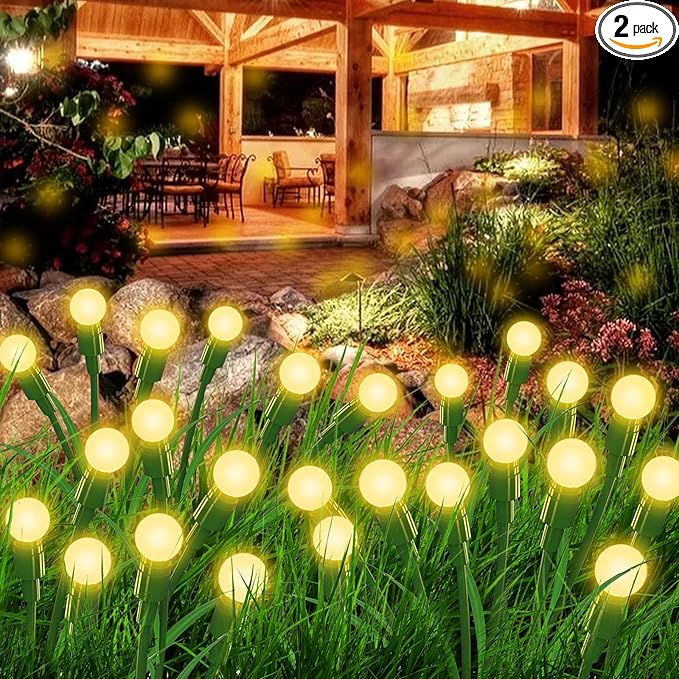 Aogist Solar Garden Lights Outdoor Waterproof,6 Packs 60 LED,Sway by Wind, Yard Patio Pathway Decoration, High Flexibility Iron Wire & Heavy Bulb Base,Warm White