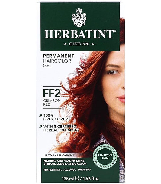 Herbatint Permanent Haircolor Gel, FF2 Crimson 100% Grey 4.56 oz