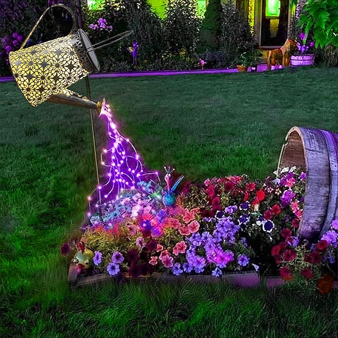 VOOKRY Solar Watering Can Lights, Large Hanging Solar Lights Outdoor Waterproof Garden Decor for Yard Porch Lawn Patio Outside Gardening Gifts for Mom Grandma Women Birthday(Purple)