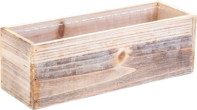 Wooden Planter Box, Whitewash with Plastic Liner l Garden Decor l Restaurant and Wedding Decorations l Wedding Bouquets, Table Centerpiece (12x4 Set of 4, Whitewash)
