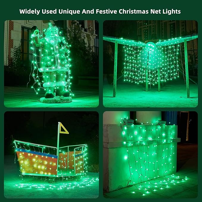 Led Net Lights Christmas Lights Outdoor Green Christmas Net Lighting with 121Led Mini Globe Lights 5ftx5ft, Outdoor Indoor Fairy Mesh Net Lights for Christmas Trees, Bushes, Shrubs Decorations