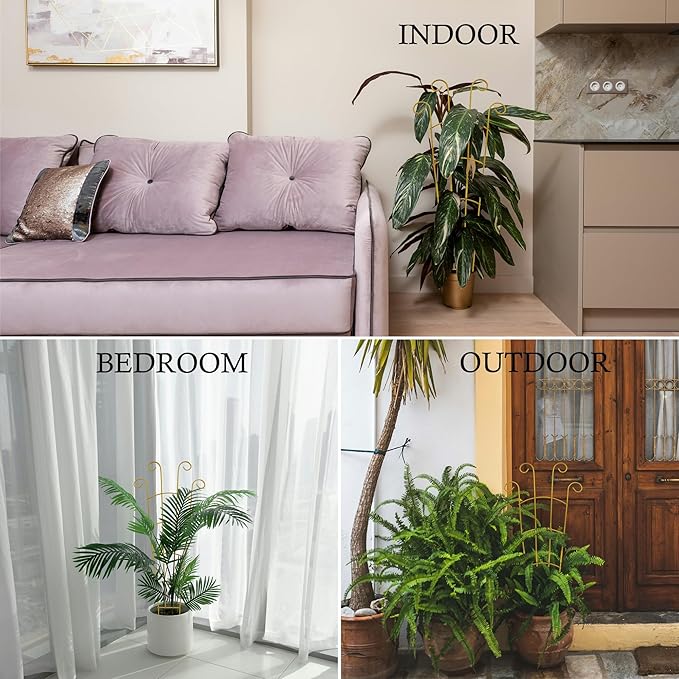 30 Inch Plant Trellis Indoor for Potted Plants 3 Pack Indoor Plant Trellis for Climbing Plants Stackable Houseplant Trellis Metal Garden Pot Trellis for Vine Ivy Support(30inch Gold)