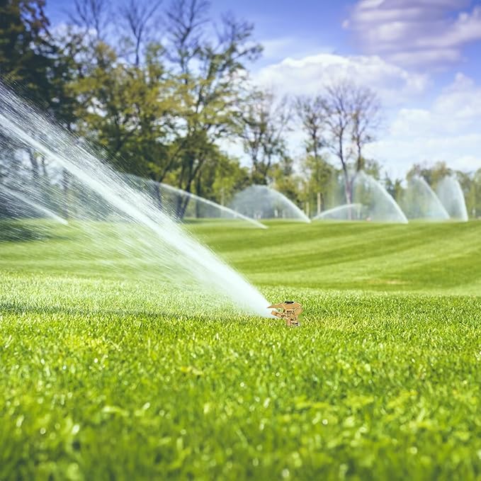 Hourleey 1/2 Inch Zinc Impact Sprinkler, 2 Pack Heavy Duty Lawn Sprinkler Head with Nozzles, Adjustable 0-360 Degree Impulse Watering Sprinklers for Large Coverage Garden Grass Yard Irrigation