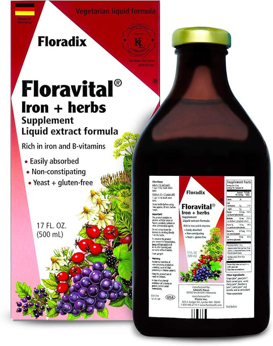 Floravital Liquid Iron Supplement + Herbs 17 Ounce