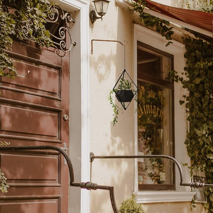 Jardim 2 Pack 10 Inch Premium Decorative Metal Iron Wall Hangers for Home Decor, Indoor Outdoor Plant Bracket Rustic Hanging Gardening Hooks for Planters, Bird Feeders, Lanterns, Wind Chimes (Coffee)