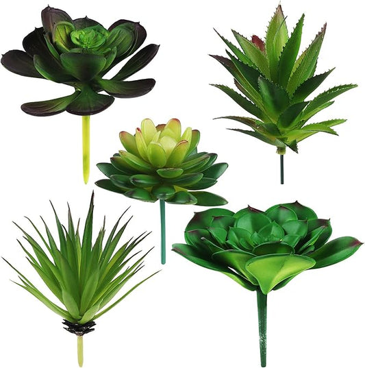 5 Pcs Faux Succulents Set,Realistic Large Fake Succulents,Artificial Hanging Ornaments Fleshed Plant Textured for Home Garden Wedding Party Decoration (green)